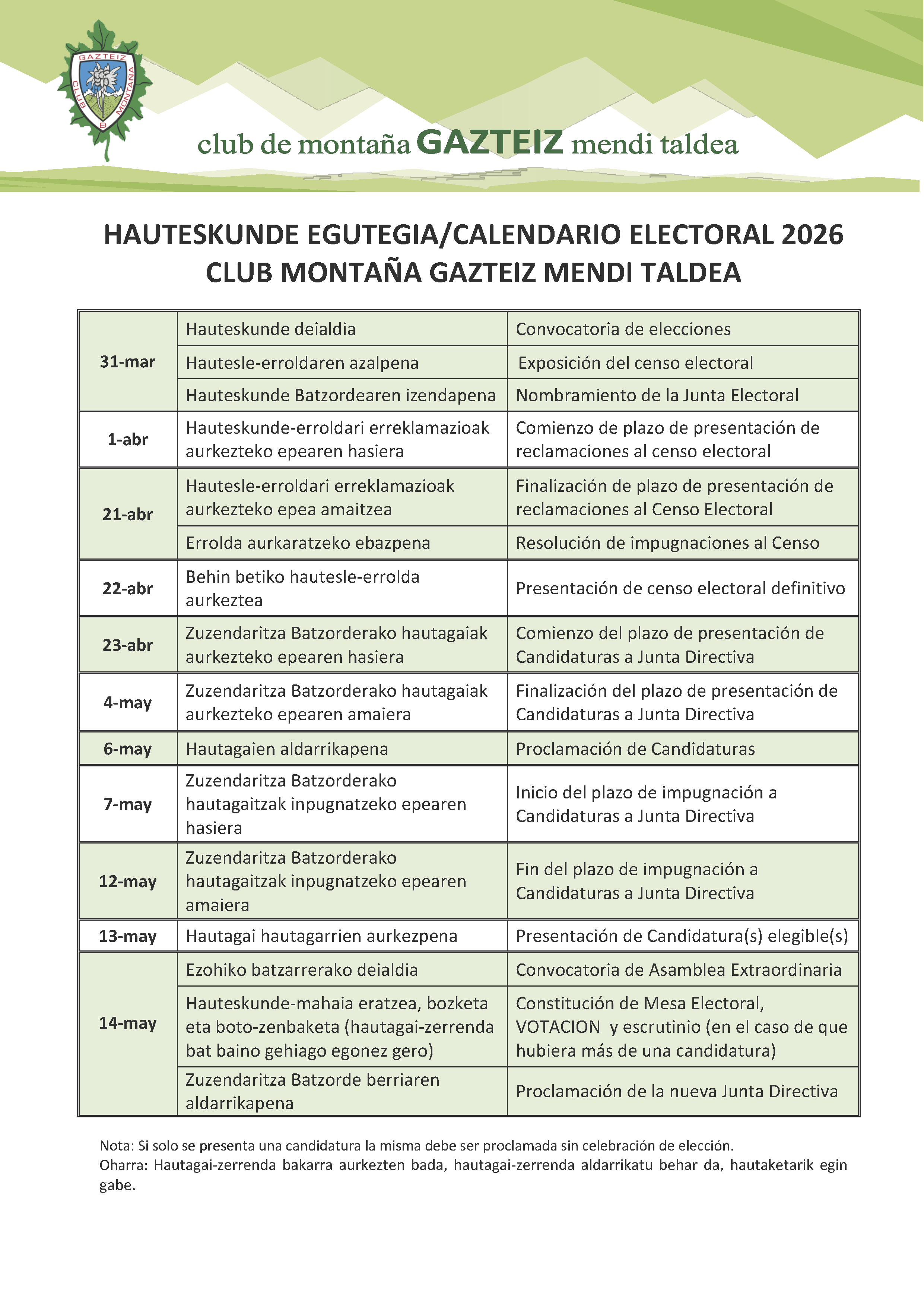 Foto CALENDARIO ELECTORAL 2026